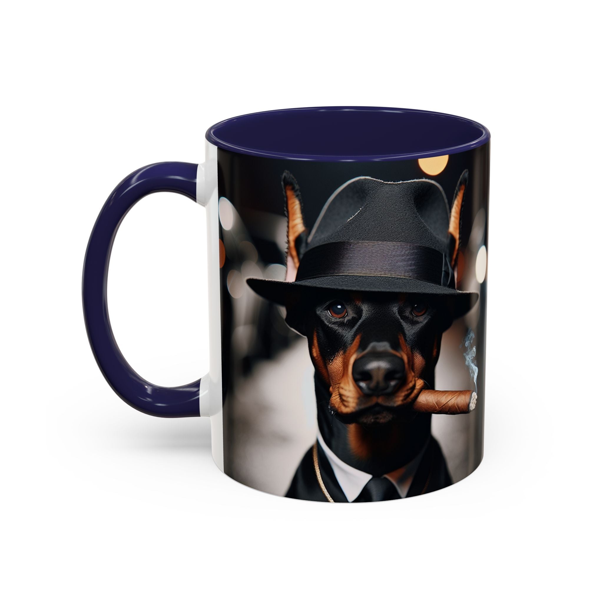 Doberman Pincher Gangster Accent Mug, Funny Dog Lover Gift, Pet Owner Coffee