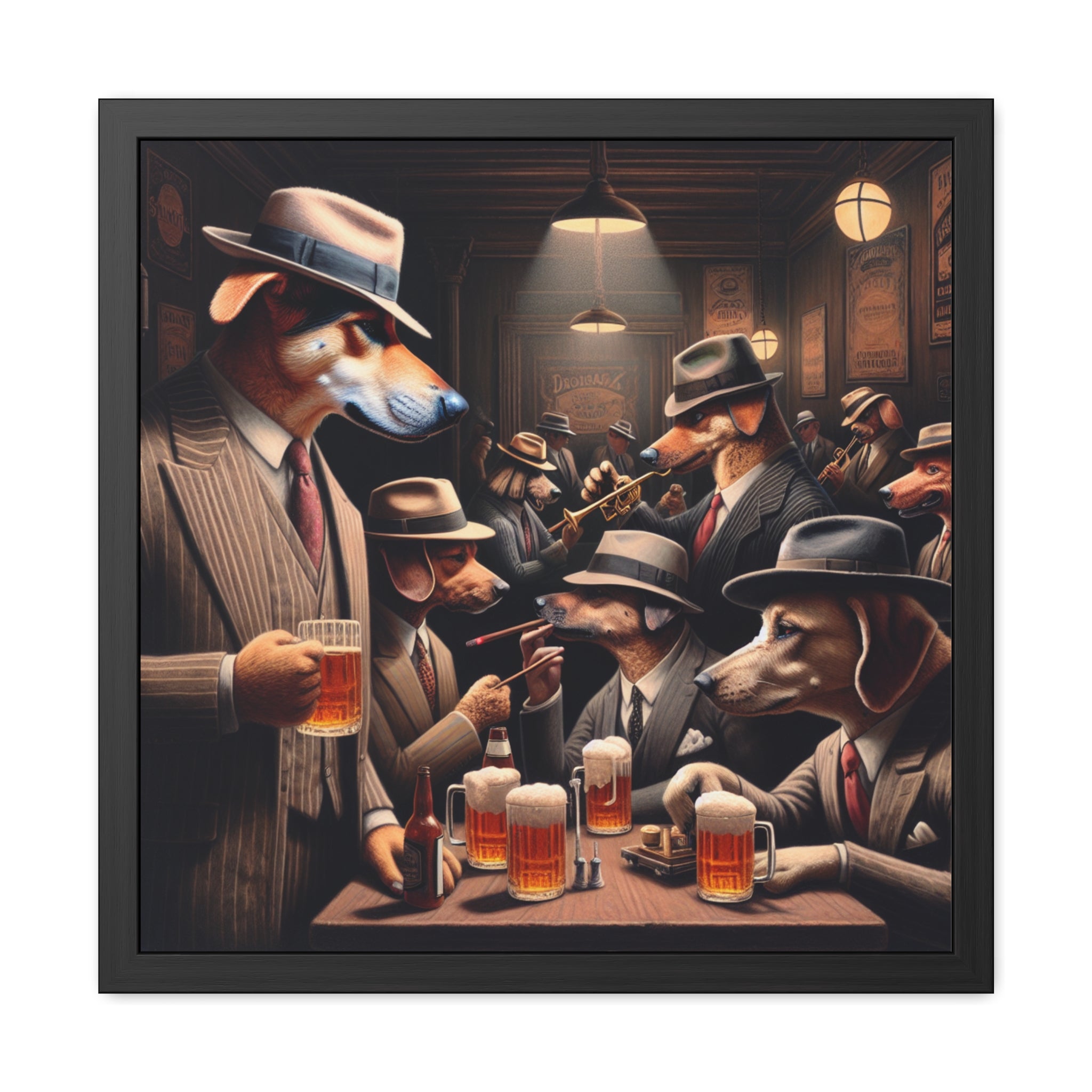 Gangster Dogs Speakeasy  Retro Home Decor, Mafia Animal Art Print, Dog Artwork