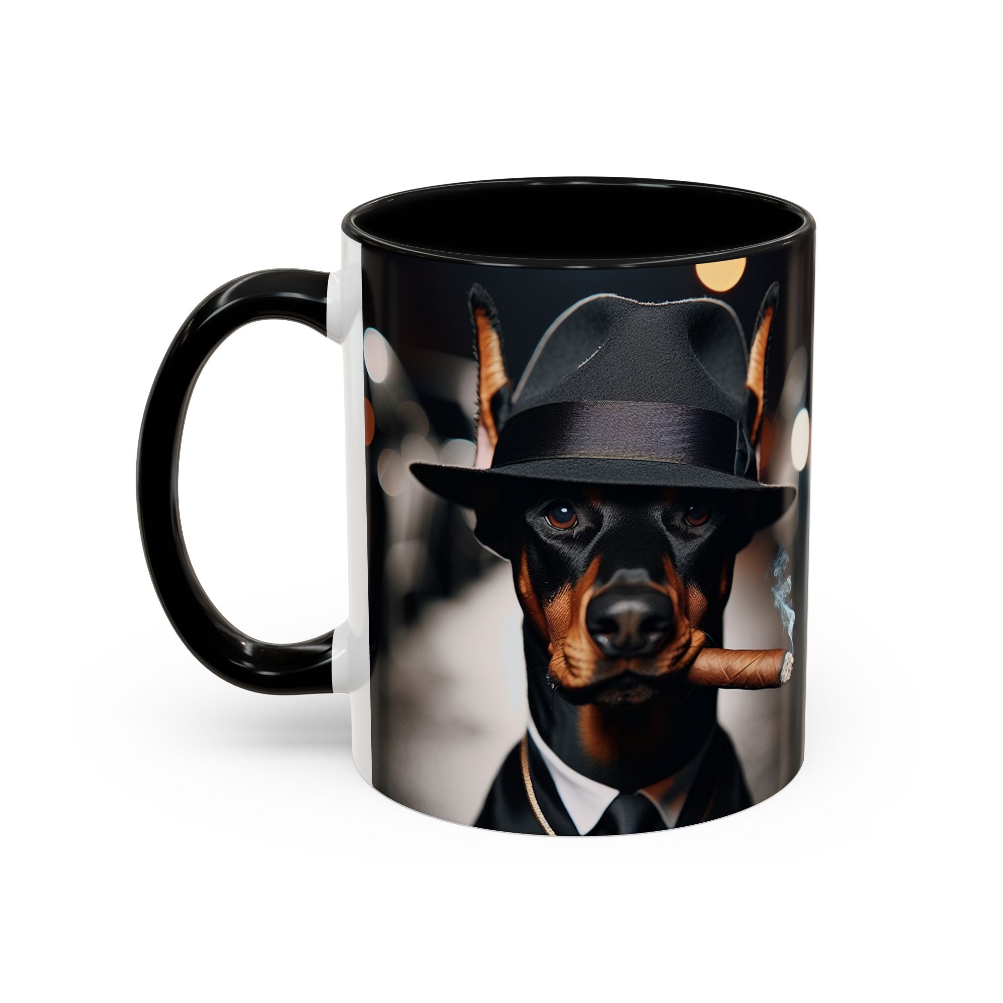 Doberman Pincher Gangster Accent Mug, Funny Dog Lover Gift, Pet Owner Coffee