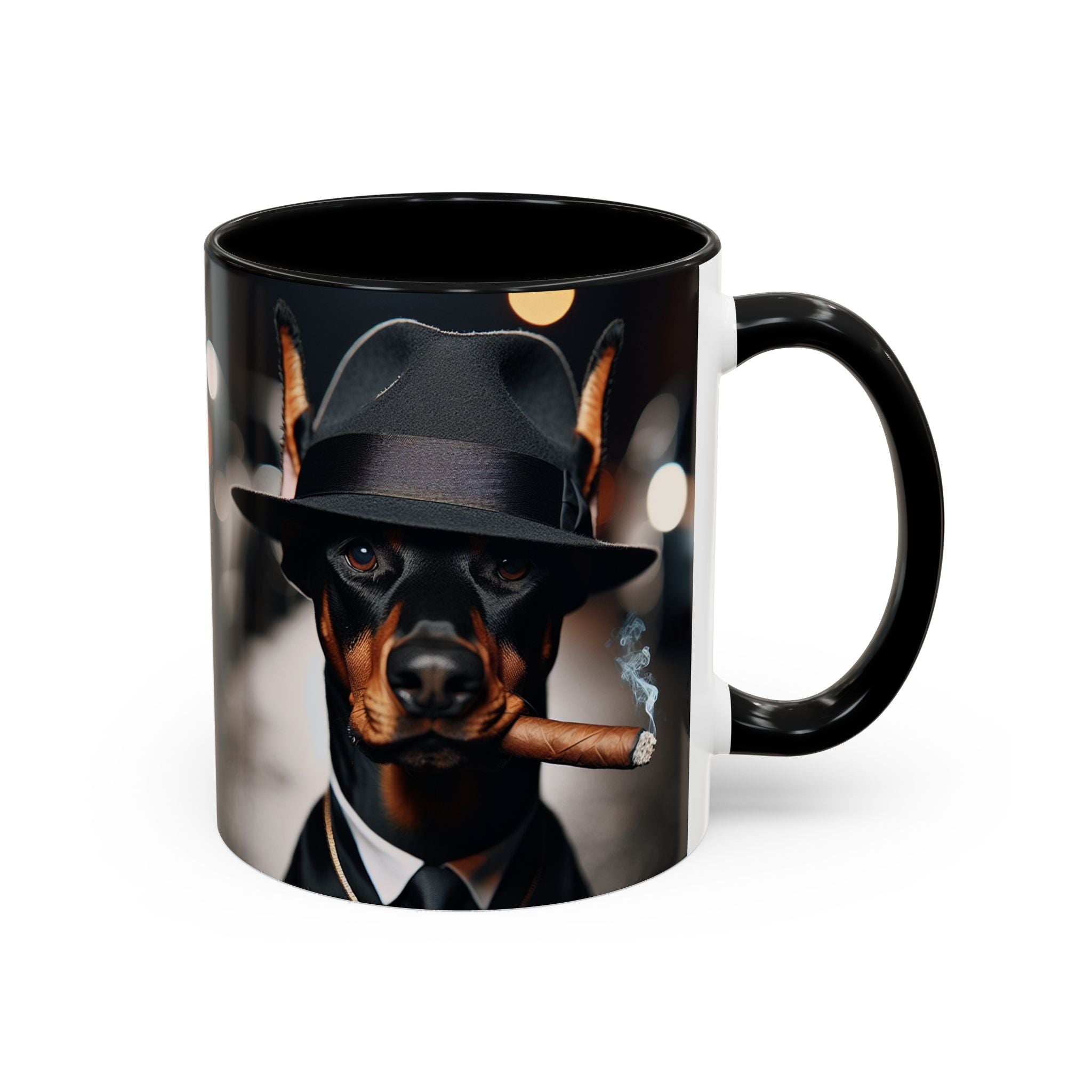 Doberman Pincher Gangster Accent Mug, Funny Dog Lover Gift, Pet Owner Coffee