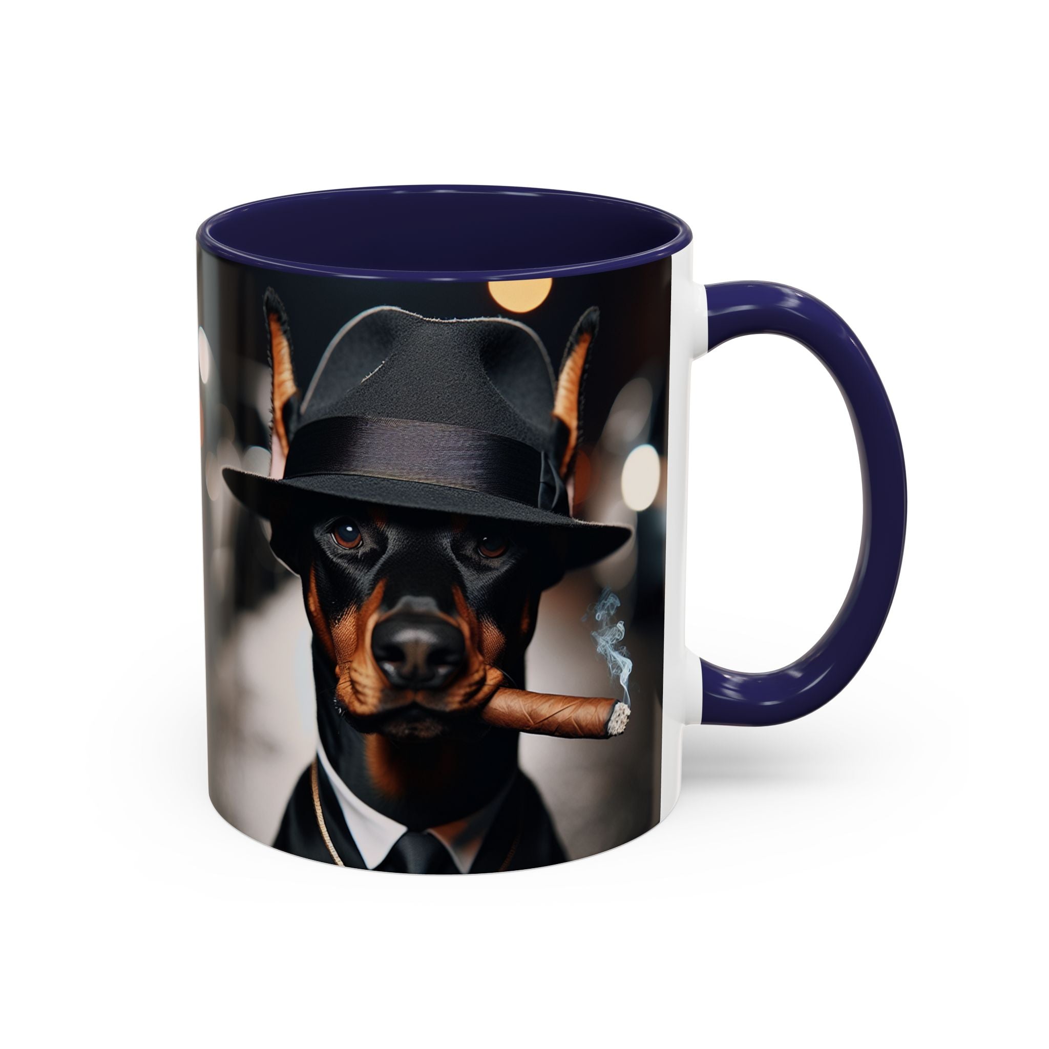 Doberman Pincher Gangster Accent Mug, Funny Dog Lover Gift, Pet Owner Coffee